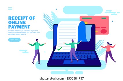 receipt after online payment or work flat vector illustration
