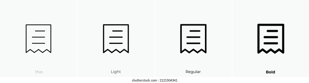 receipt alt icon. Thin, Light Regular And Bold style design isolated on white background