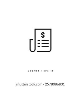Receipt Bill Icon. Editable Stroke