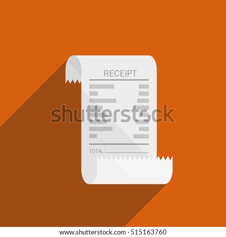 receipt bill icon flat design on orange background