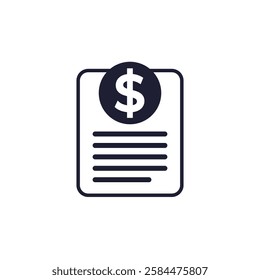 receipt or bill icon on white