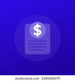 receipt or bill icon, transparent design