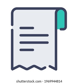 receipt bill invoice payment single isolated icon with flat dash or dashed style