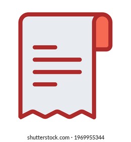 receipt bill invoice payment single isolated icon with filled line style