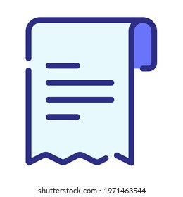 receipt bill invoice payment single isolated icon with dash or dashed line style