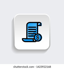 receipt bill, invoice payment web icon symbol with modern flat style icon for web site design, logo, app, UI isolated on white background. Vector illustration