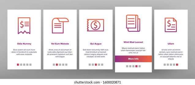 Receipt Bill Onboarding Mobile App Page Screen Vector