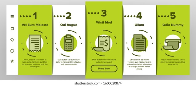 Receipt Bill Onboarding Mobile App Page Screen Vector
