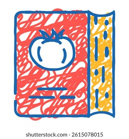 receipt book for cooking dish from tomato ingredient doodle icon sketch vector. receipt book for cooking dish from tomato ingredient sign. isolated symbol illustration