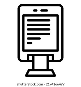 Receipt Cash Register Icon Outline Vector. Machine Pos. Store Screen