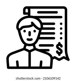 receipt of closed trade line icon vector. receipt of closed trade sign. isolated contour symbol black illustration