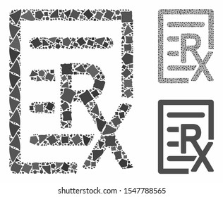 Receipt composition of unequal items in variable sizes and color tones, based on receipt icon. Vector unequal pieces are organized into composition. Receipt icons collage with dotted pattern.