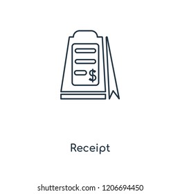 Receipt concept line icon. Linear Receipt concept outline symbol design. This simple element illustration can be used for web and mobile UI/UX.