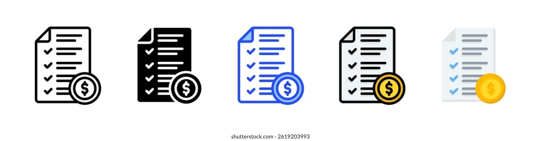 Receipt Confirmation Icon Collection With Multiple Styles