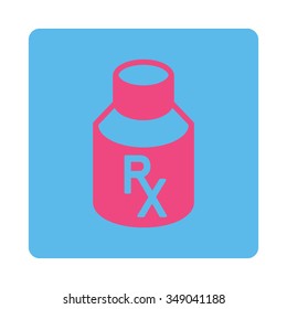 Receipt Container vector icon. Style is flat rounded square button, pink and blue colors, white background.