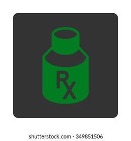 Receipt Container vector icon. Style is flat rounded square button, green and gray colors, white background.