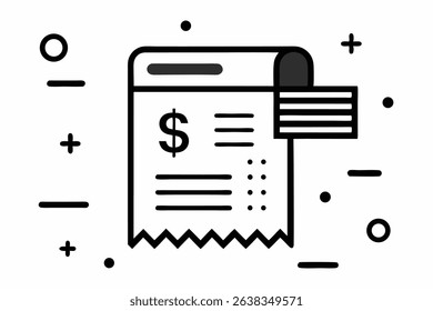 receipt currency lines vector icon