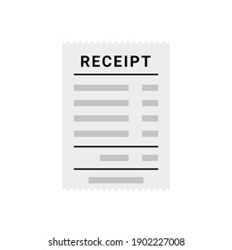 Receipt document icon. Digital vector bill sale fee. Flat vector receipt order