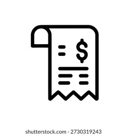 Comprobante con signo de dólar sobre un fondo blanco liso