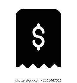 Receipt A receipt with a dollar sign representing purchase, payments, or invoices