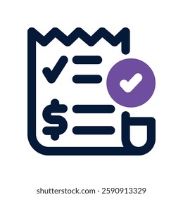 receipt dual tone icon. vector icon for your website, mobile, presentation, and logo design.