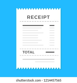 Receipt. Flat design. Vector illustration