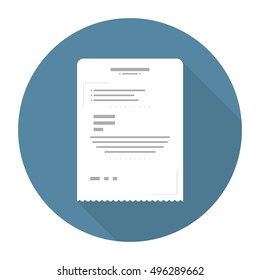 Receipt flat icon for e-commerce payment. Vector illustration
