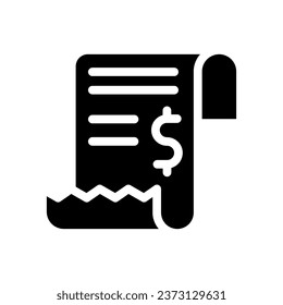 receipt glyph icon illustration vector graphic. Simple element illustration vector graphic, suitable for app, websites, and presentations isolated on white background