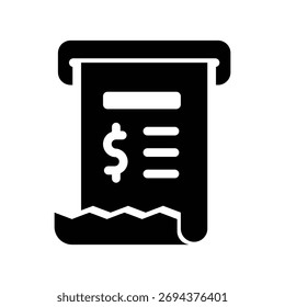 ícone de glifo de recebimento gráfico vetorial de ilustração. Elemento simples ilustração vetor gráfico, adequado para aplicativo, sites e apresentações isolados no fundo branco