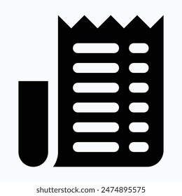 Receipt Icon, Bill Payment Invoice Vector Icon, Isolated Silhouette Vector Icon.
