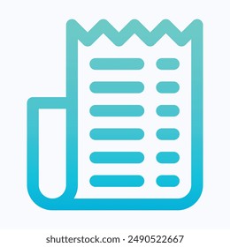 Icono de Comprobante, Icono de Vector de Factura de pago de factura, Icono de Vector de degradado lineal aislado.