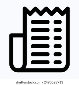 Icono de Comprobante, Icono de Vector de Factura de pago de factura, Icono de Vector lineal aislado.