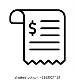 receipt icon, receipt bill, thin line symbol for web and mobile phone. vector illustration on white background