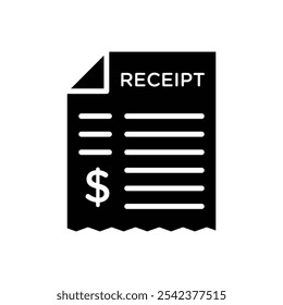 Receipt icon Black and white outline vector