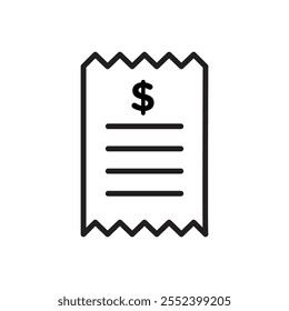 Icono de Comprobante signo de contorno de Vector blanco y negro