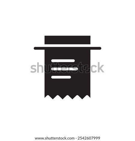 Receipt icon black and white vector sign