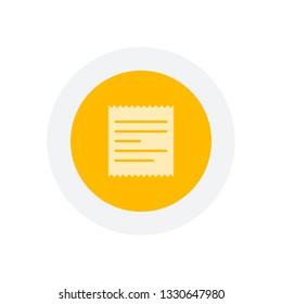 Receipt icon. Icon in colored circle with gray bold border. Web button, modern flat design