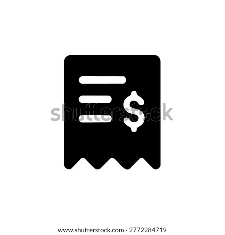 Receipt Icon Containing receipt, bill, payment, and finance icon. Solid icon.