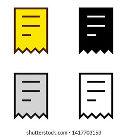 Receipt Icon in Different Color and Style