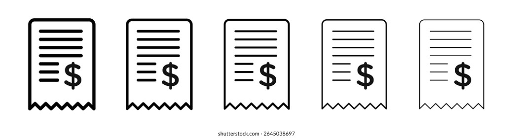 Receipt icon filled flat sign concept for web design.