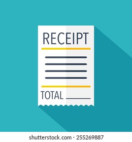 Receipt icon. Flat design. Vector illustration