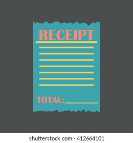 Receipt icon. Flat design. Vector illustration
