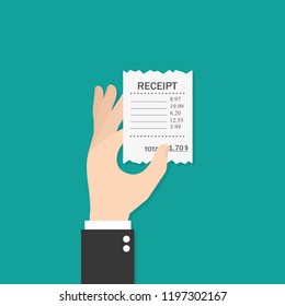 Receipt icon in a flat style. Concept Paper receipts icons.