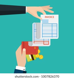 Receipt icon, flat style isolated on background. Invoice sign. Bill atm, financial check.Paper receipts icon. Vector