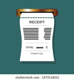 	
Receipt icon in a flat style isolated on a colored background. vector