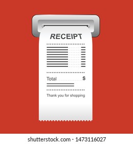 	
Receipt icon in a flat style isolated on a colored background. vector