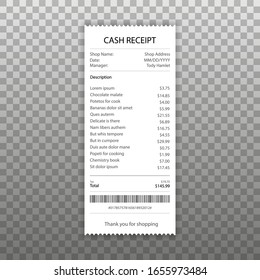 Receipt icon in a flat style isolated. Invoice sign. Vector illustration.