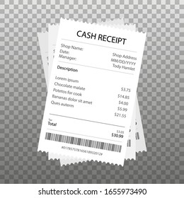 Receipt icon in a flat style isolated. Invoice sign. Vector illustration.