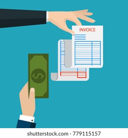 Receipt icon, flat style isolated on background. Invoice sign. Bill atm, financial check.Paper receipts icon. Vector