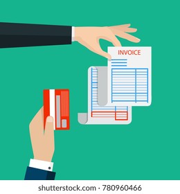 Receipt icon, flat style isolated on background. Invoice sign. Bill atm, financial check.Paper receipts icon. Vector